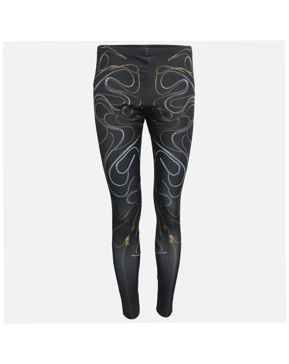 Women's Black Zipper Print Jersey Leggings