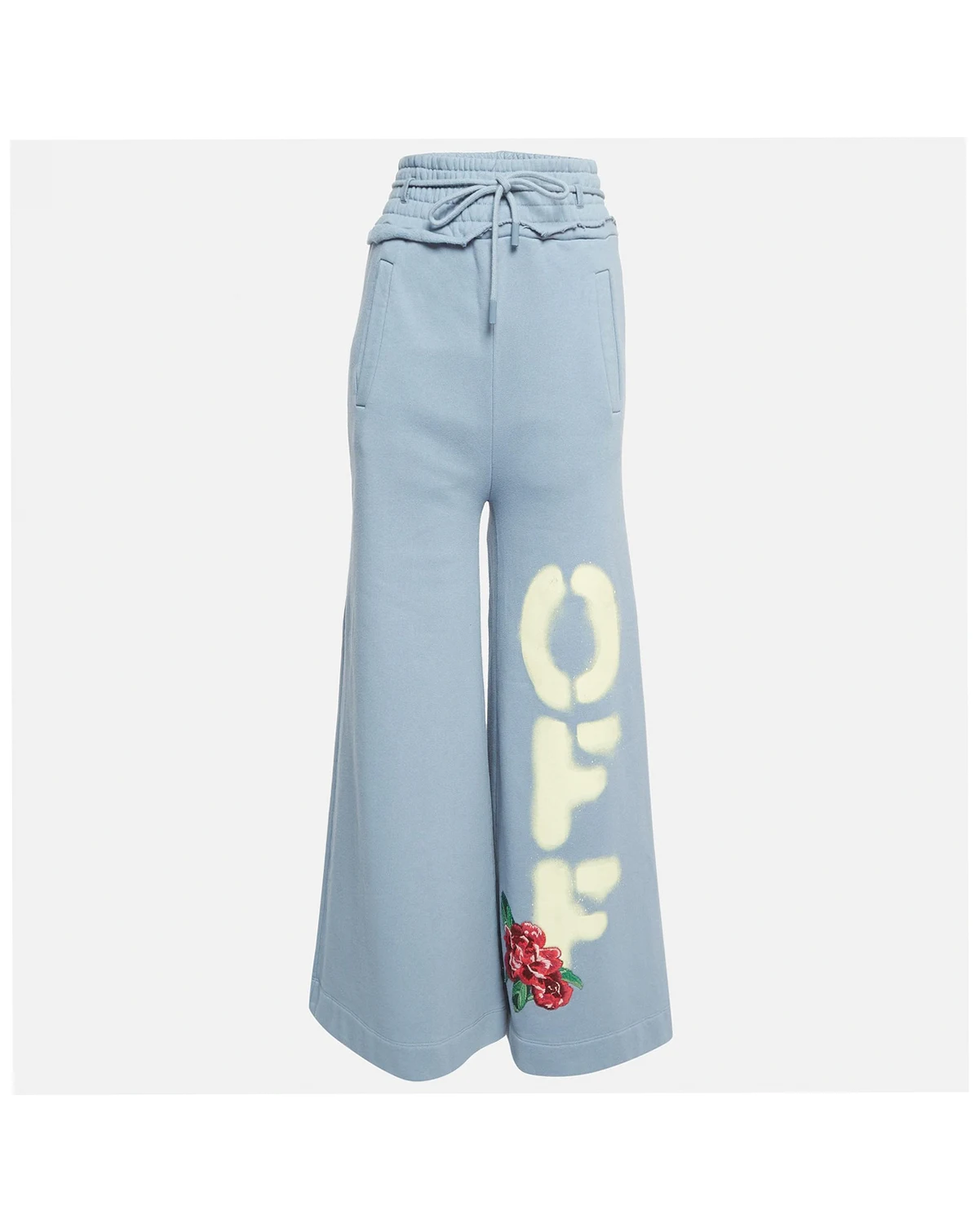 Women's Blue Cotton Wide Leg Sweatpants