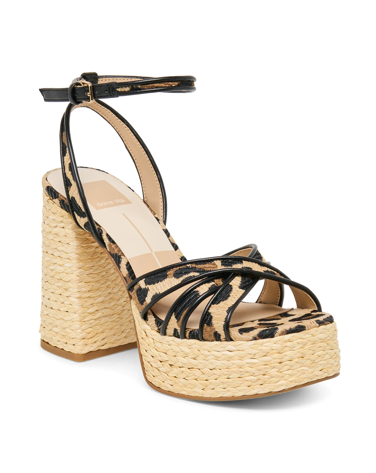Women's Danila Two-Piece Block Heel Raffia Dress Sandals