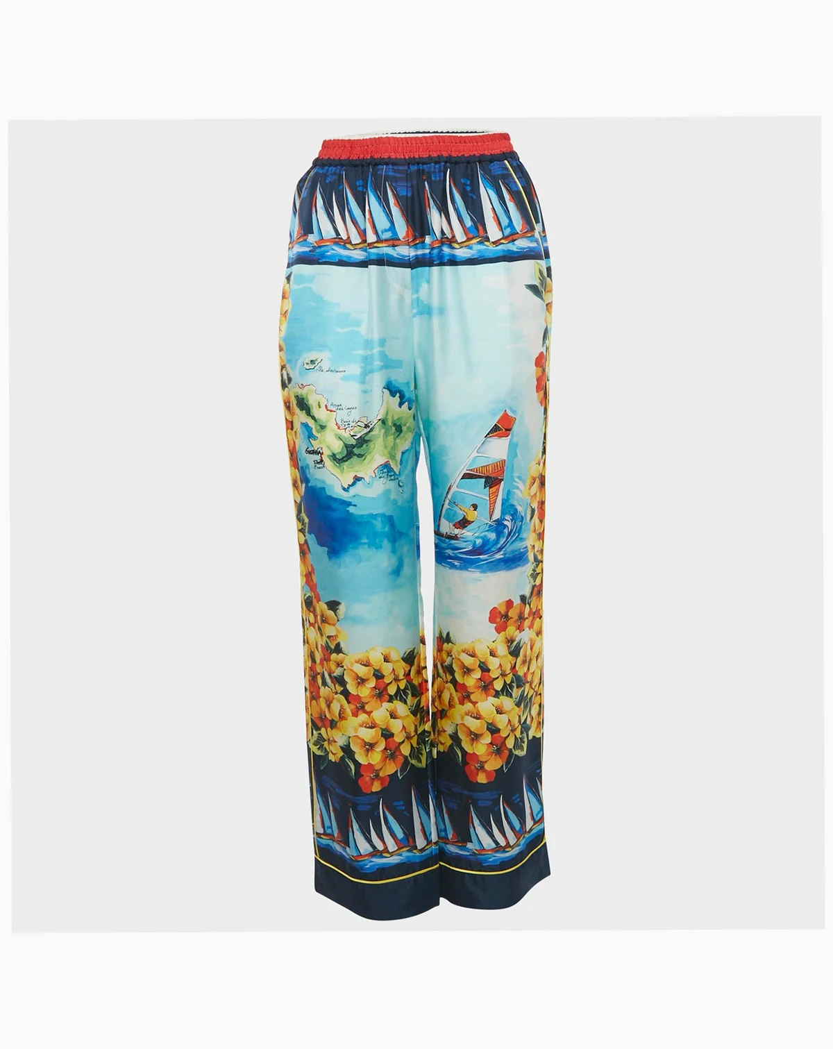 Women's Multicolor Printed Silk Trousers