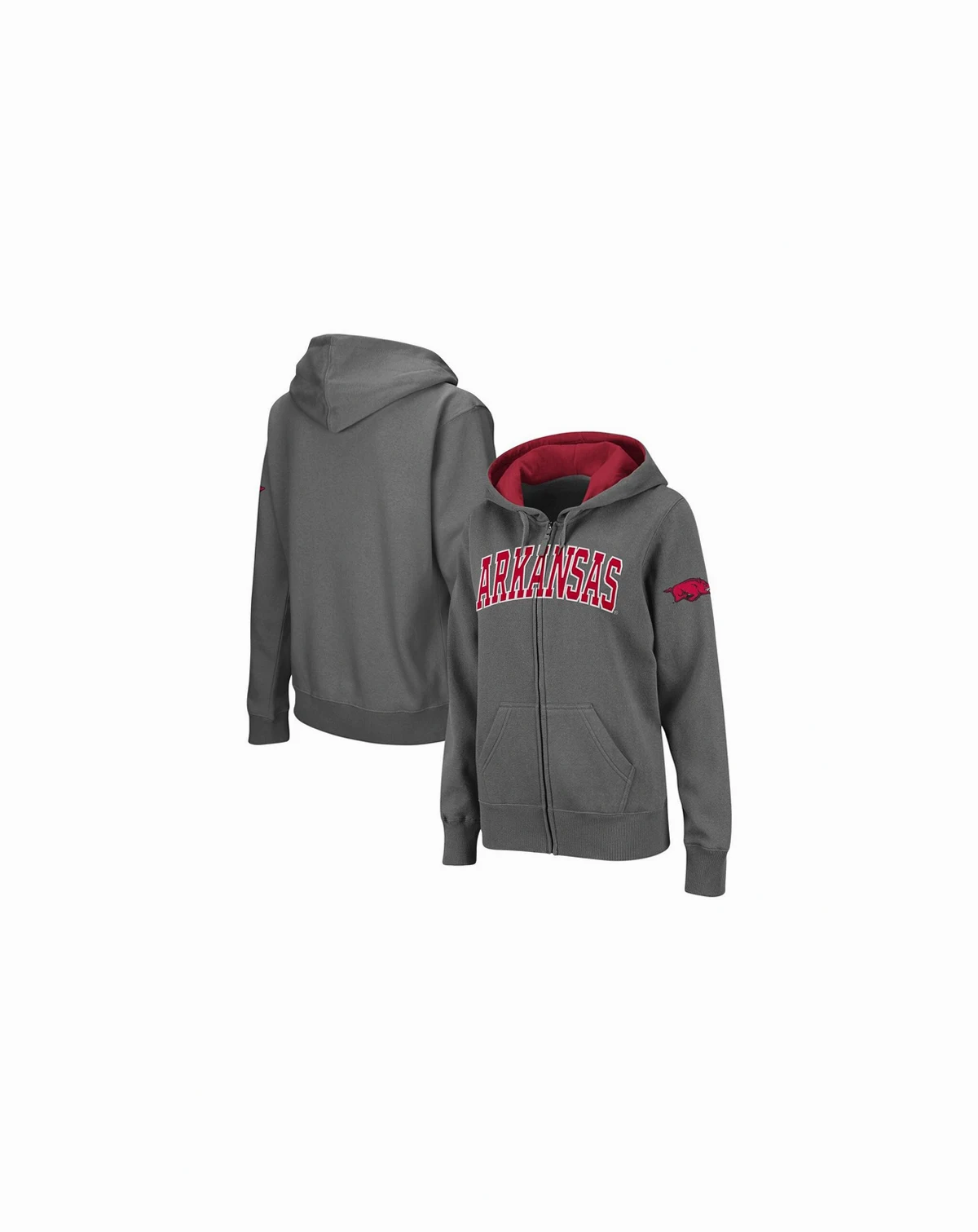 Women's Arkansas Razorbacks Arched Name Full-Zip Hoodie