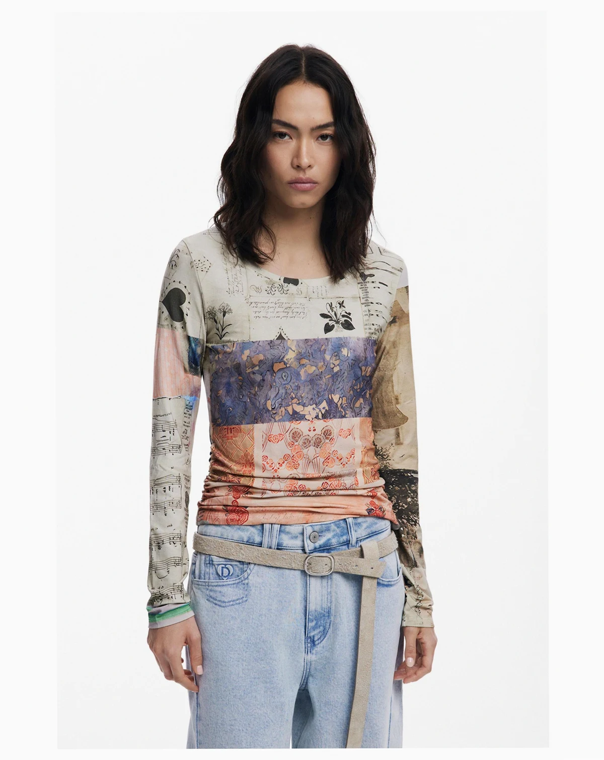 Women's Collage ruched T-shirt