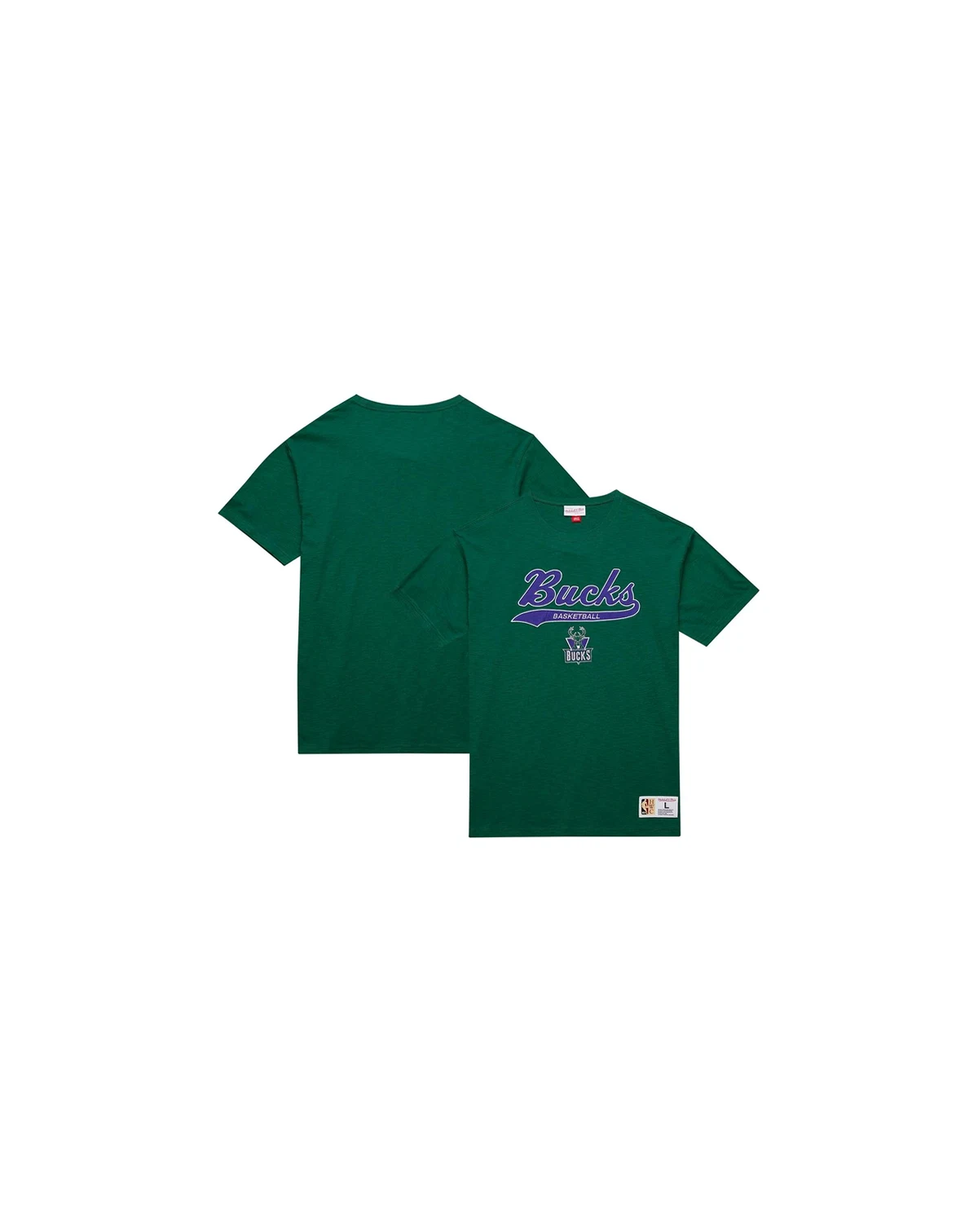 Men's Green Milwaukee Bucks Hardwood Classics Felt Applique Slub T-Shirt