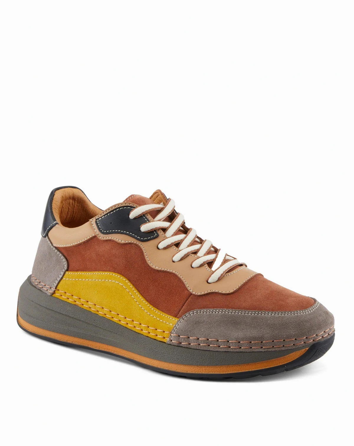 Women's Spring Step BOOKER Retro Leather Sneakers with Removable Insoles and Bold Suede Accents