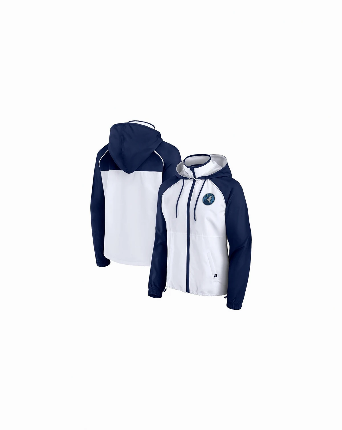 Women's White/Navy Minnesota Timberwolves Anorak Raglan Full-Zip Hoodie Jacket