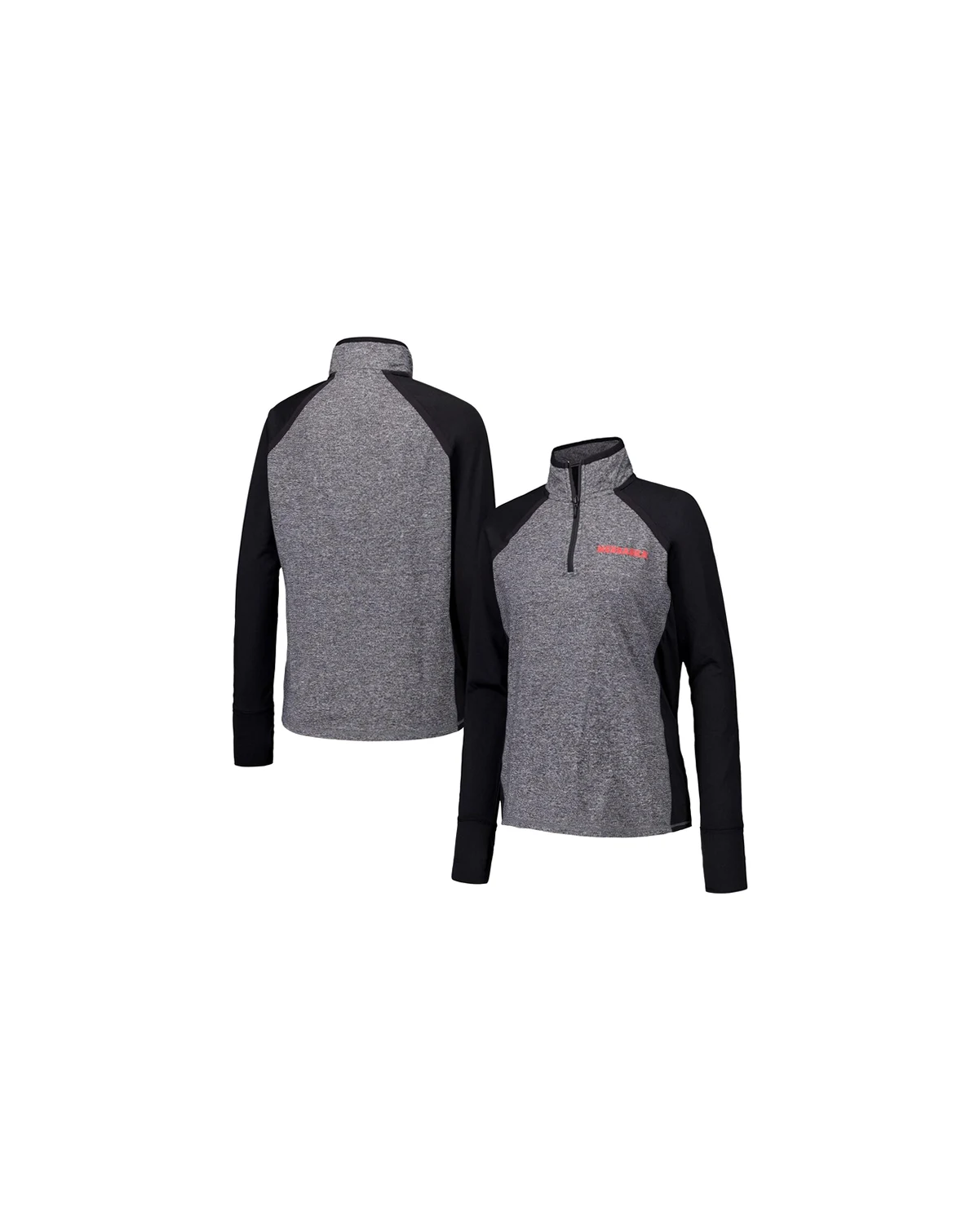 Women's Black/Heather Gray Nebraska Huskers Finalist Raglan Quarter-Zip Jacket
