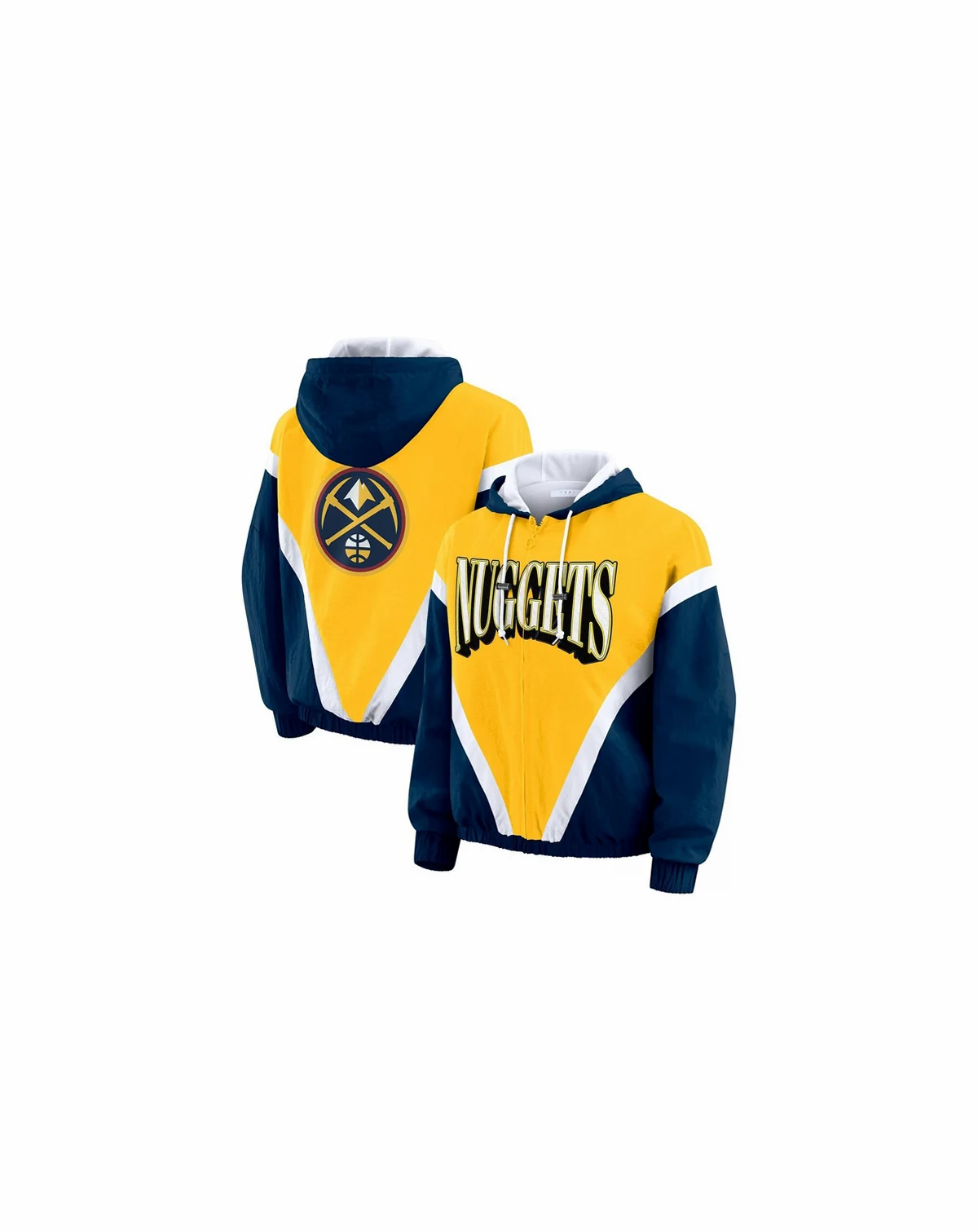 Women's Gold/Navy Denver Nuggets Color Block Full-Zip Hoodie Windbreaker Jacket