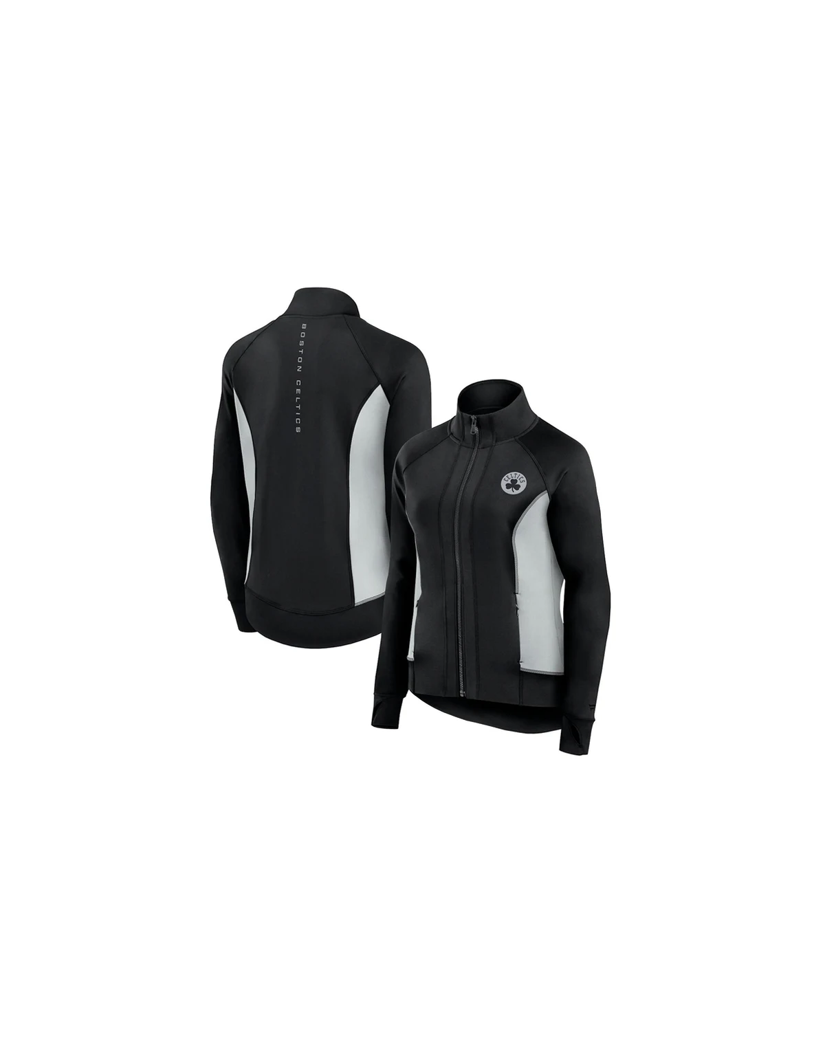 Women's Black Boston Celtics Studio Fitted Full-Zip Gym Track Jacket