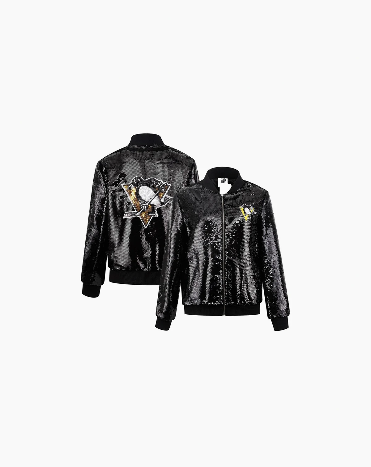Women's Black Pittsburgh Penguins Sequin Full-Zip Jacket