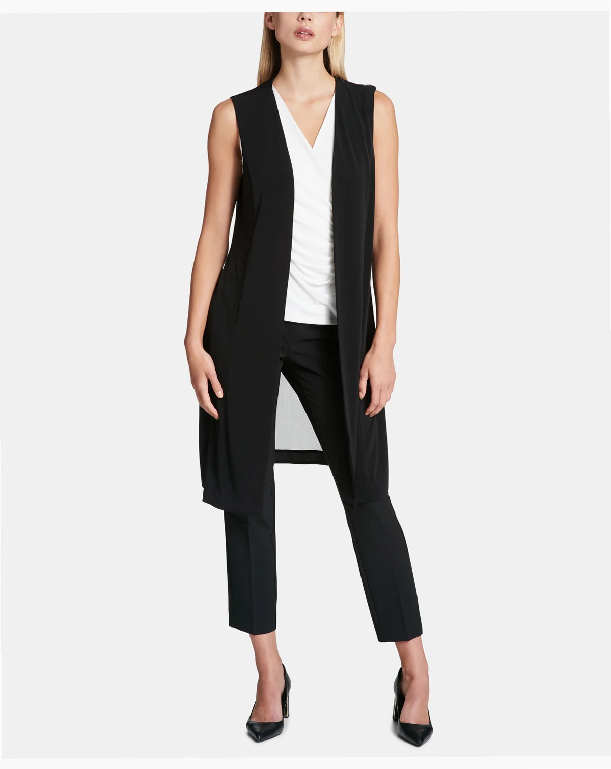 Chiffon Back Long Vest