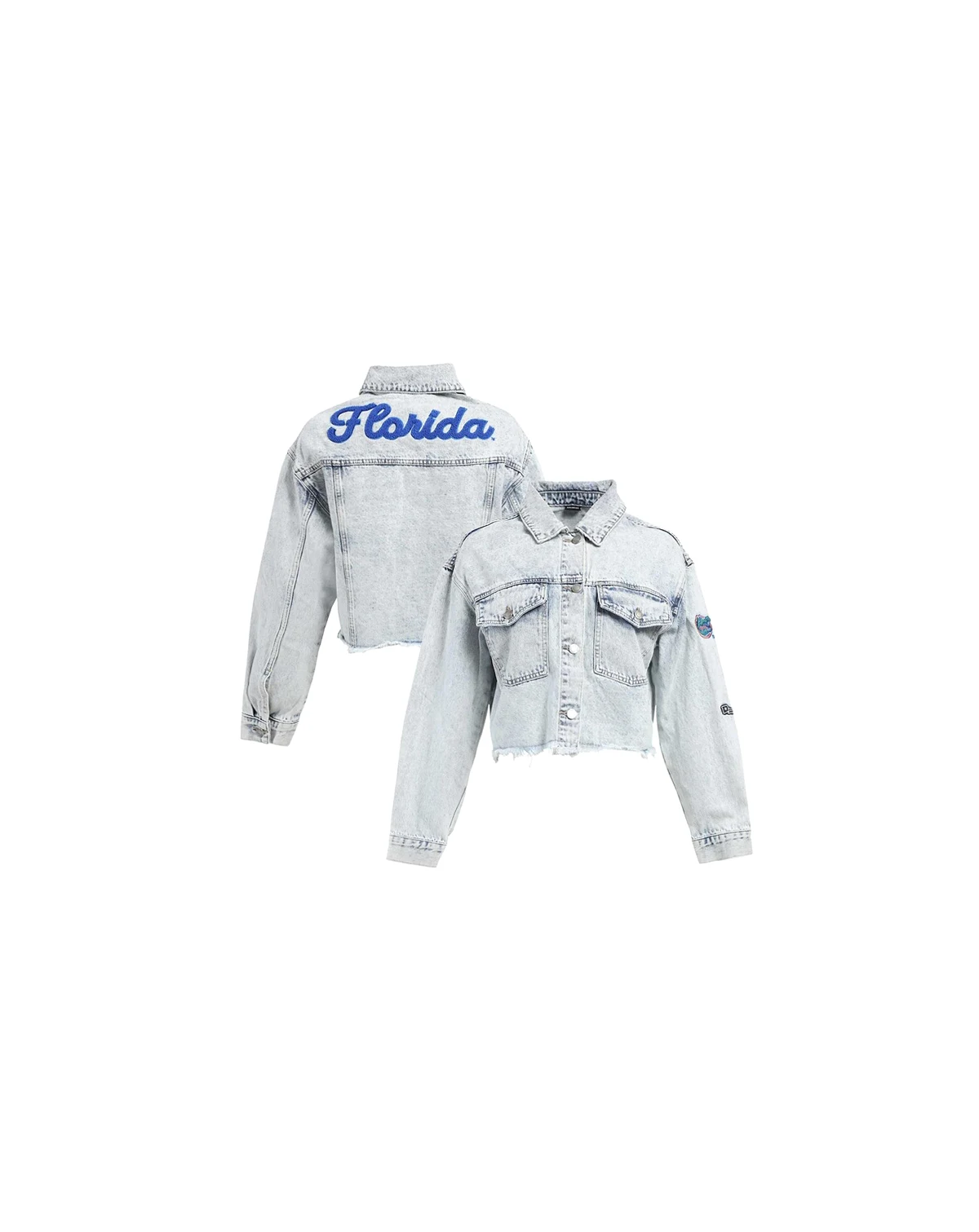 Women's Denim Florida Gators Light Wash Cropped Button-Up Jean Jacket