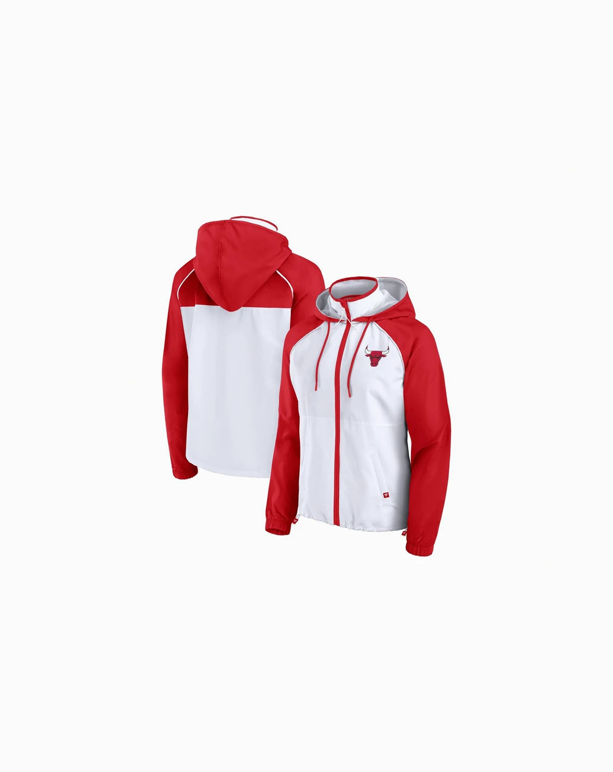 Women's White/Red Chicago Bulls Anorak Raglan Full-Zip Hoodie Jacket