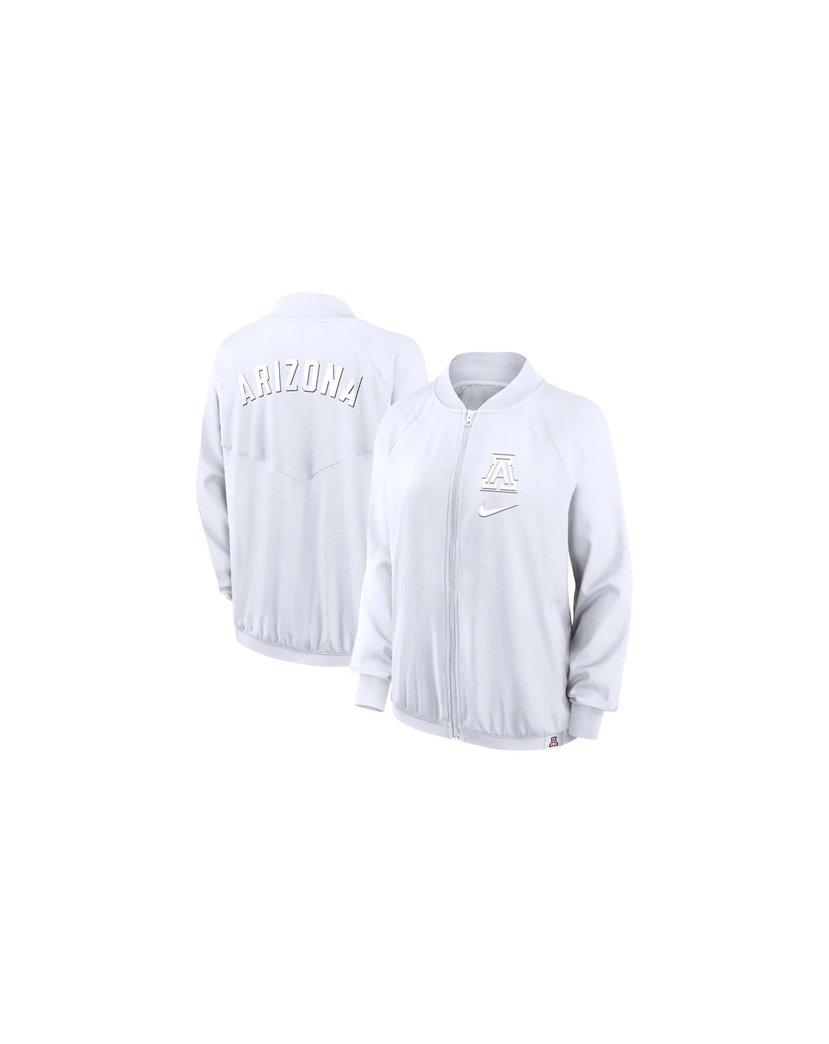 Women's White Arizona Wildcats Raglan Full-Zip Bomber Jacket