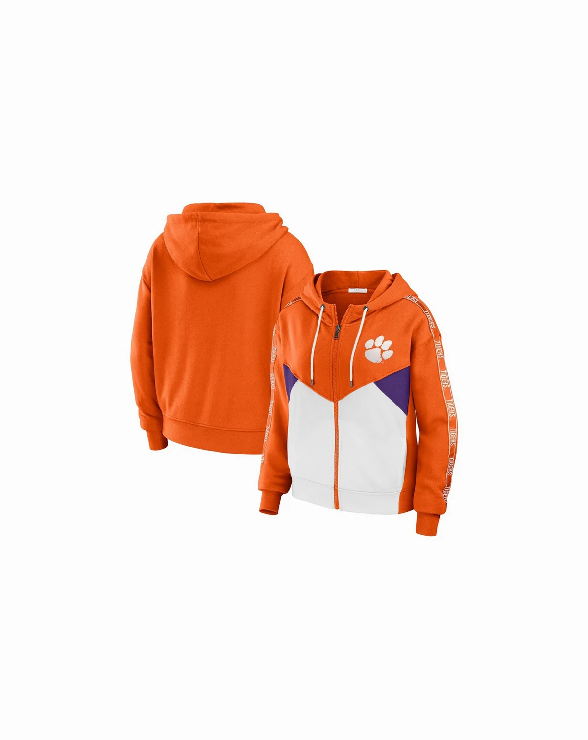 Women's Orange Clemson Tigers Colorblock Full-Zip Hoodie Jacket