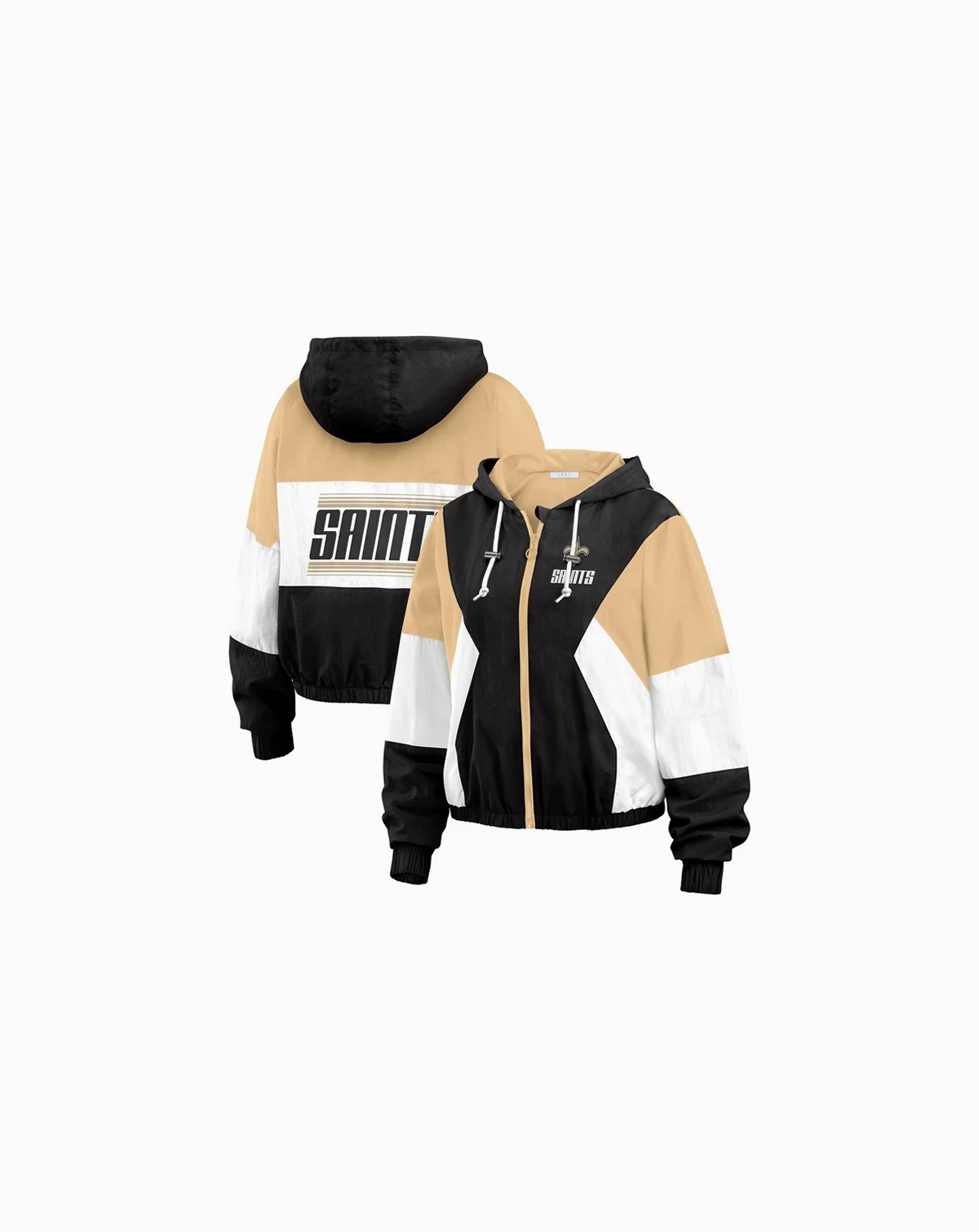 Women's Black New Orleans Saints Color Block Full-zip Windbreaker Jacket
