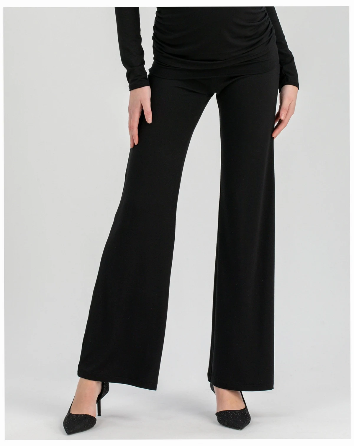 Maternity Travis Trousers with Ruched Waist and Flared Fit