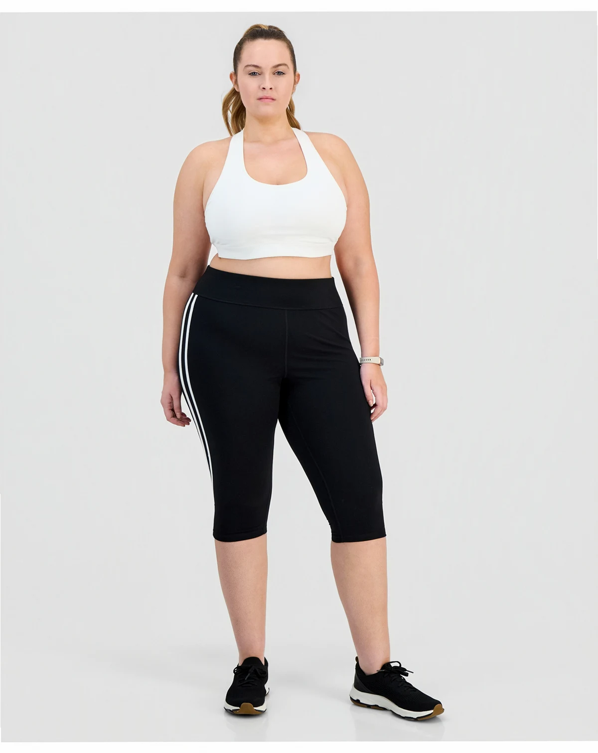 Plus Size Studio Side-Stripe Cropped Leggings, Macy's Exclusive