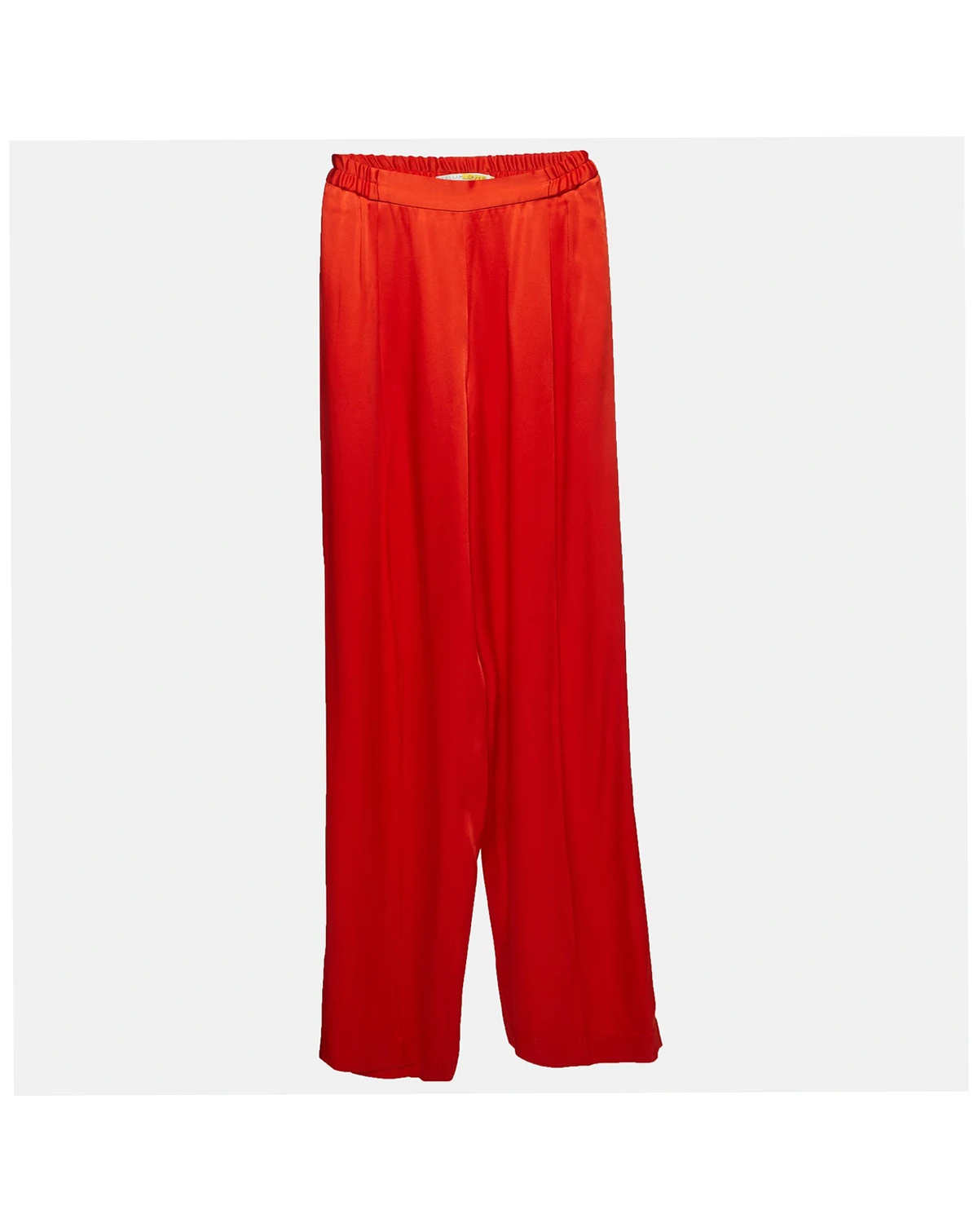 Women's Red Satin Straight Leg Trousers