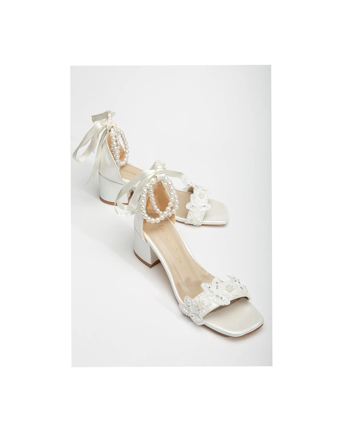 Amber Lace Sandals with Pearls