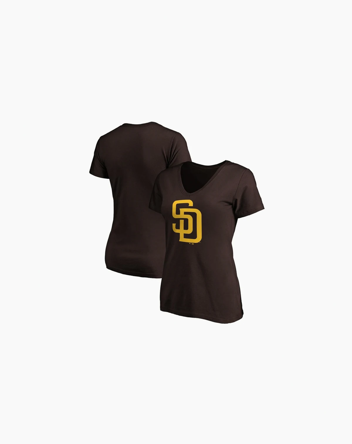 Women's Brown San Diego Padres Core Official Logo V-Neck T-shirt