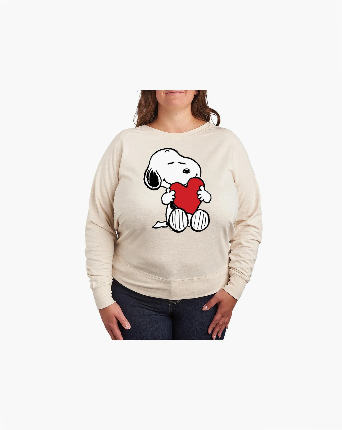 Plus Size Peanuts Heart Graphic Pullover T-shirt