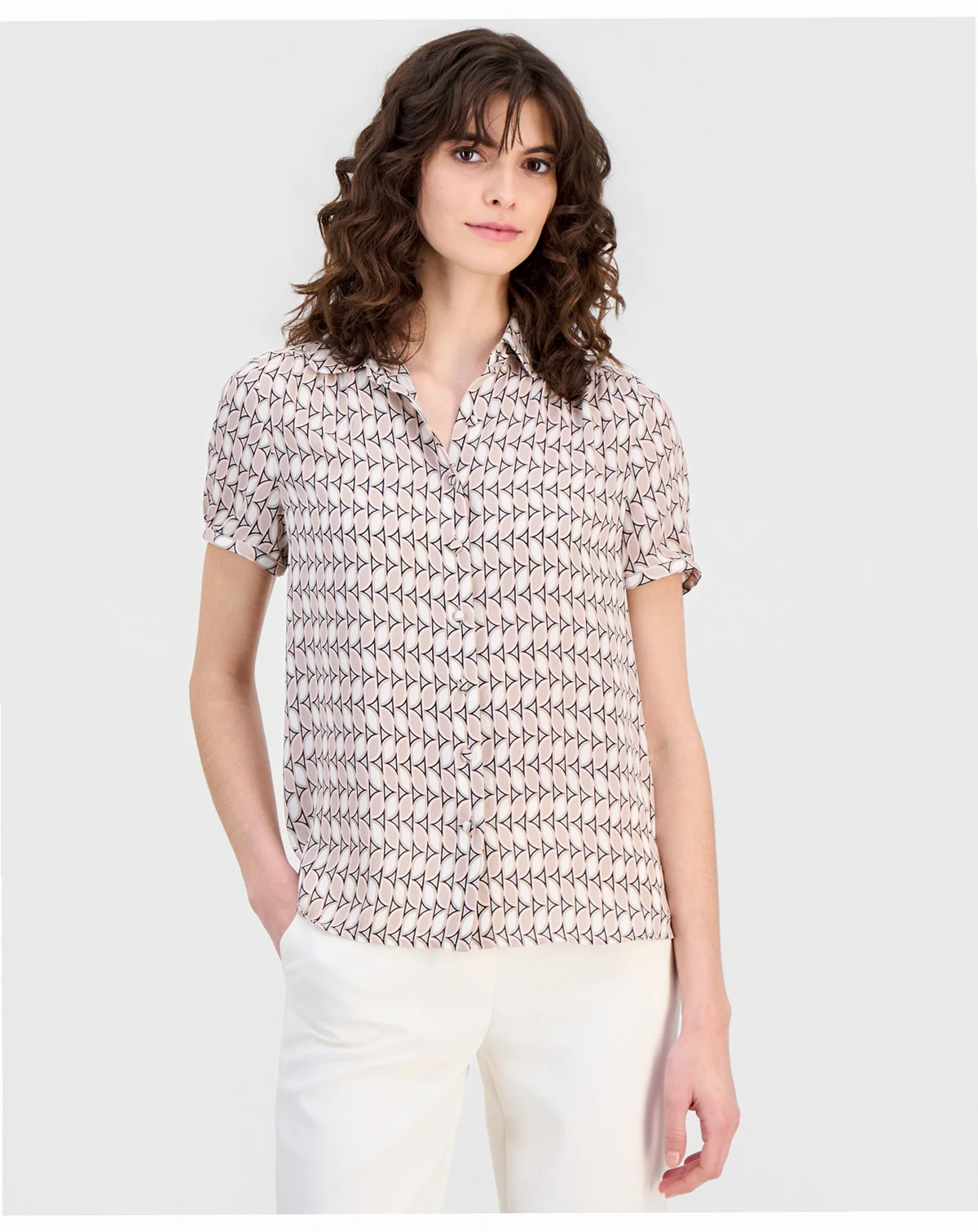Women's Short-Sleeve Button-Front Blouse