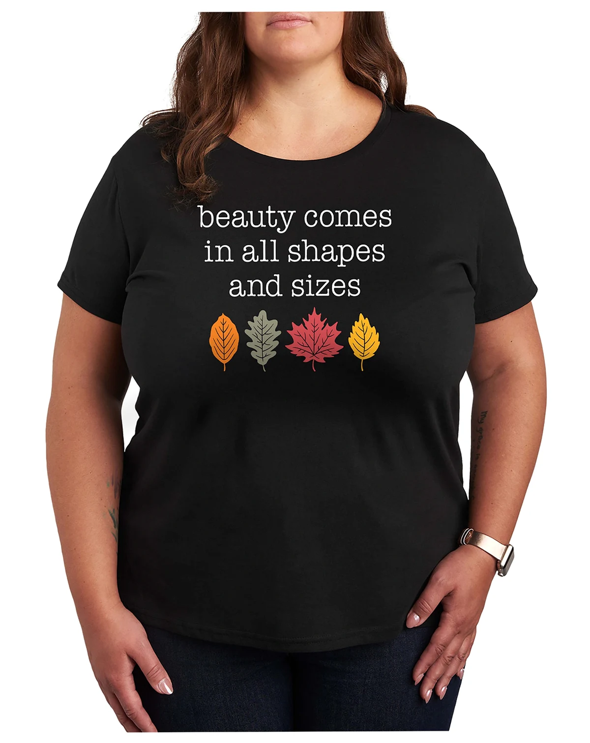 Plus Size Leaves Beauty Women's Short Sleeve Graphic T-shirts