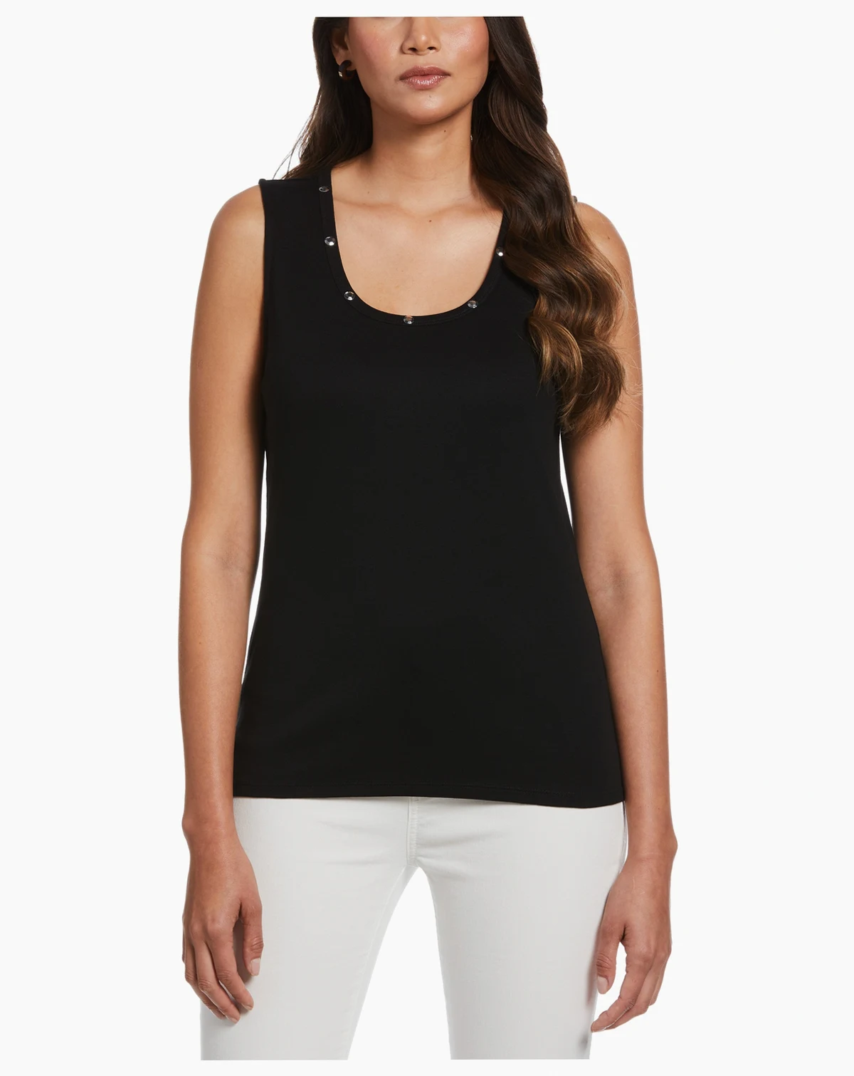 Petite Rib Sleeveless Tank Crew Neck Top