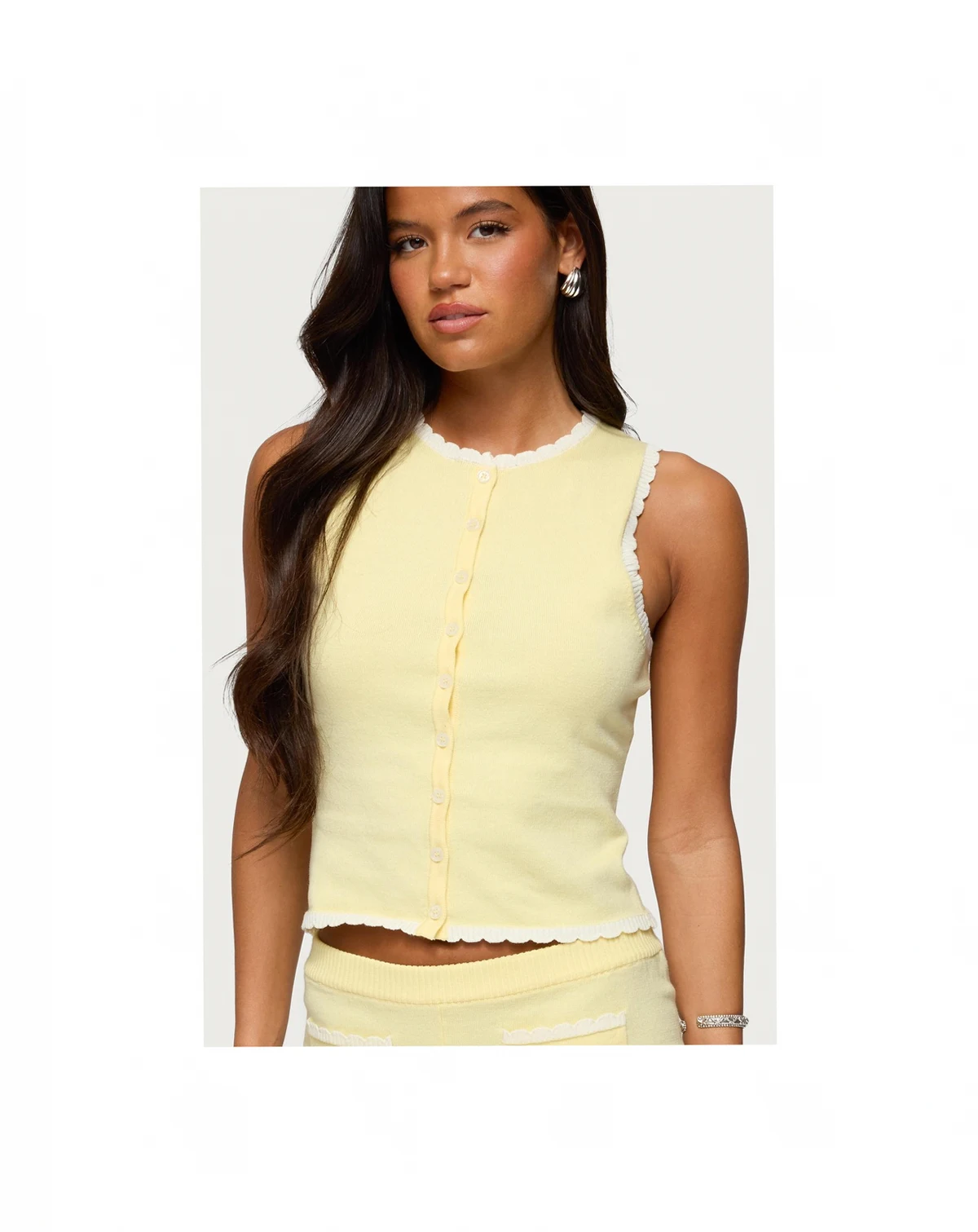Womens Leila Scalloped Knit Tank Top