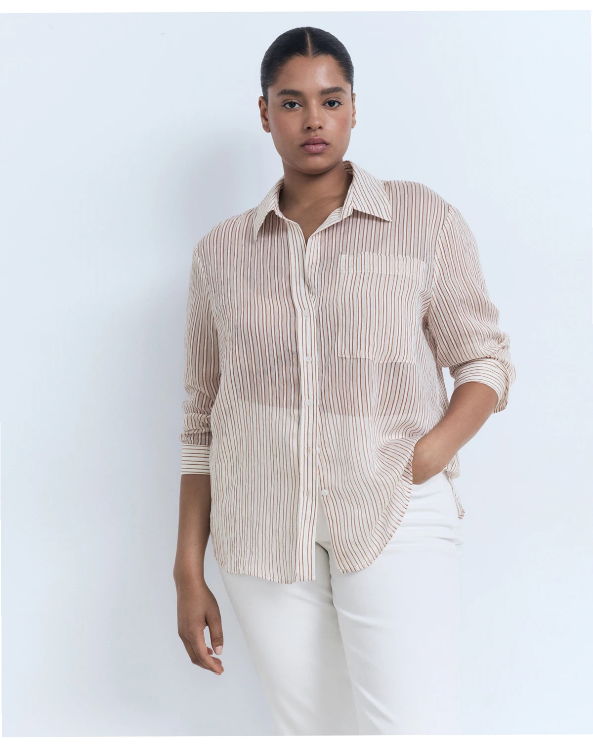 Women's Semi-Transparent Striped Shirt