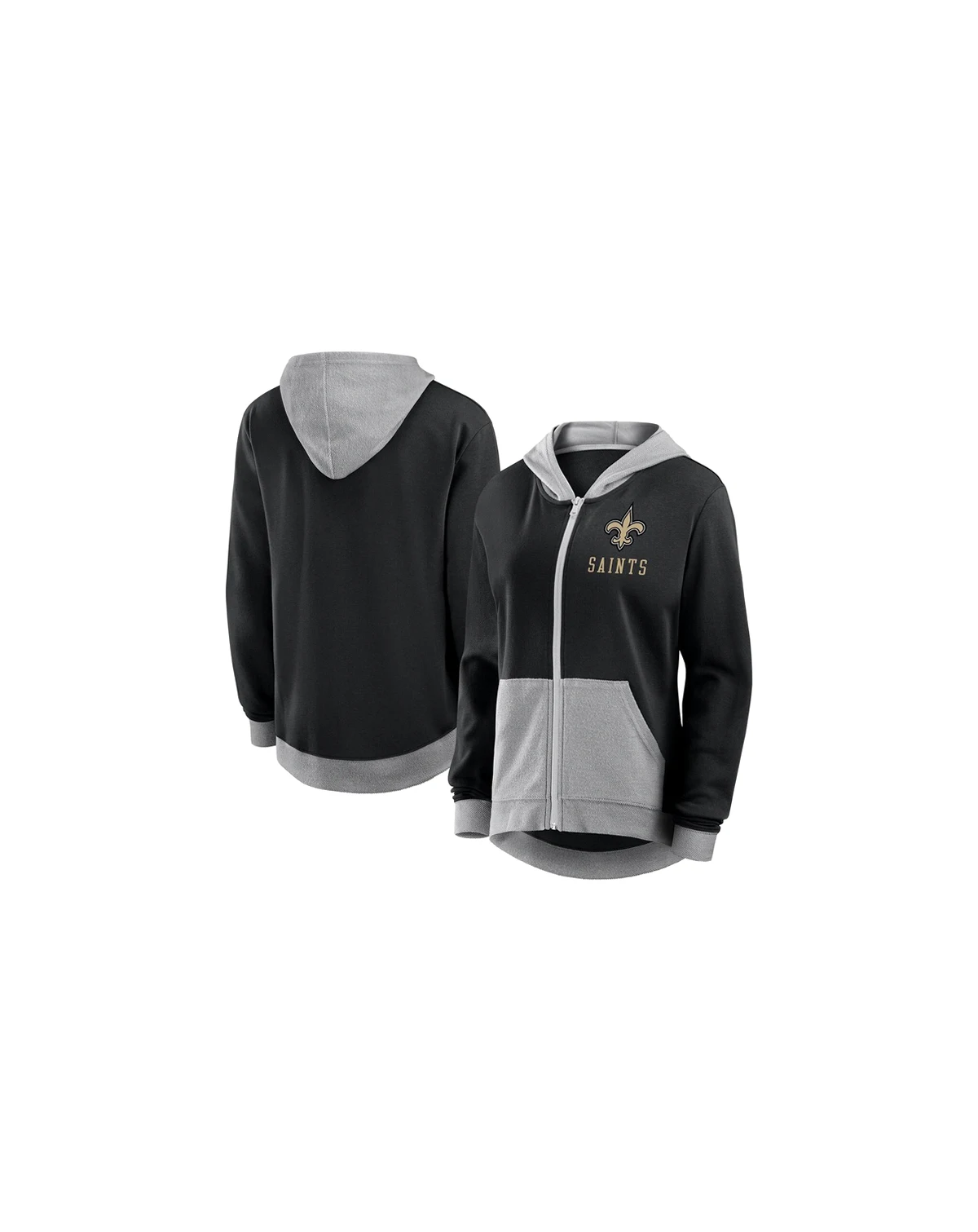 Women's Black New Orleans Saints Hit It French Terry Full-Zip Hoodie