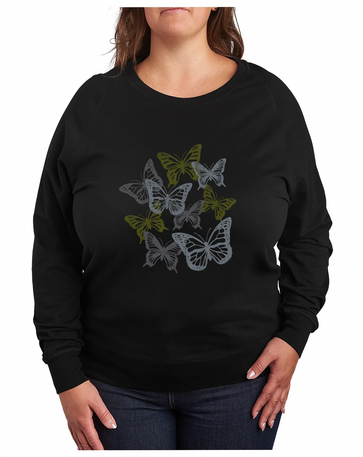 Plus Size Trendy Grunge Butterfly Graphic Pullover Top