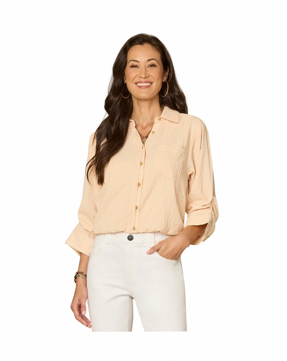 Women's Bubble Hem Collar Shirt