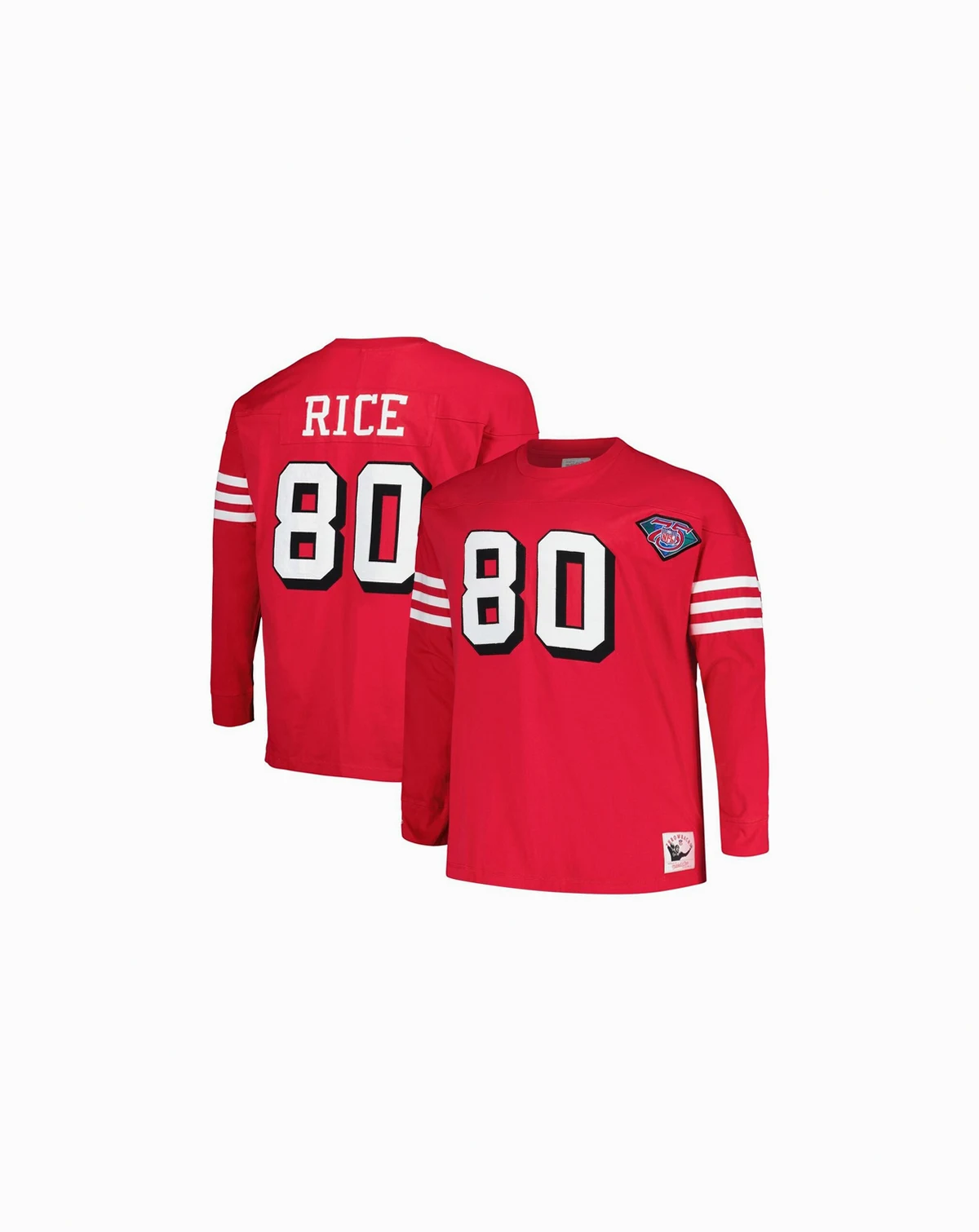Men's Jerry Rice Scarlet San Francisco 49ers Big and Tall Cut and Sew Player Name and Number Long Sleeve T-shirt