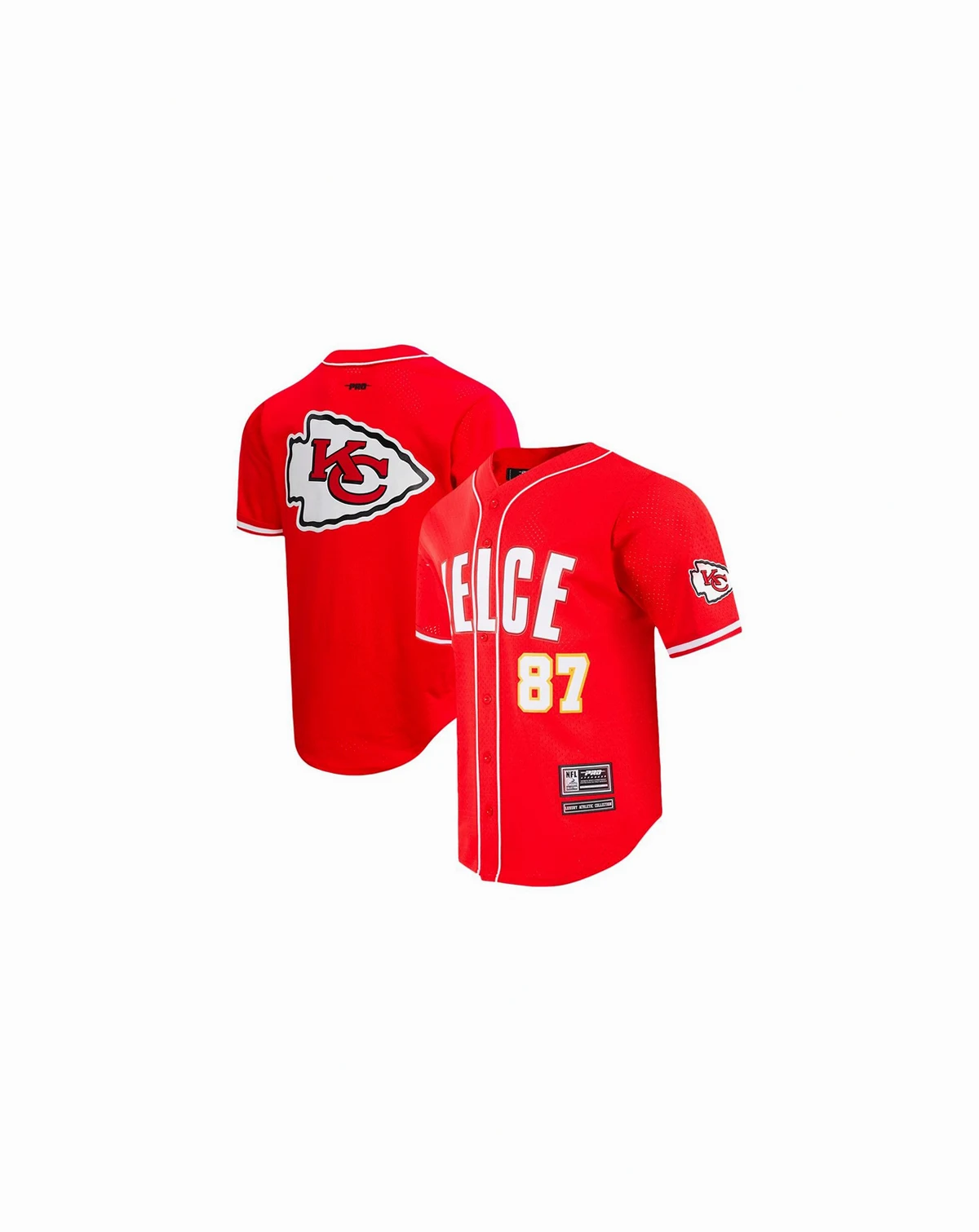 Men's Travis Kelce Red Kansas City Chiefs Mesh Button-Up Baseball Jersey