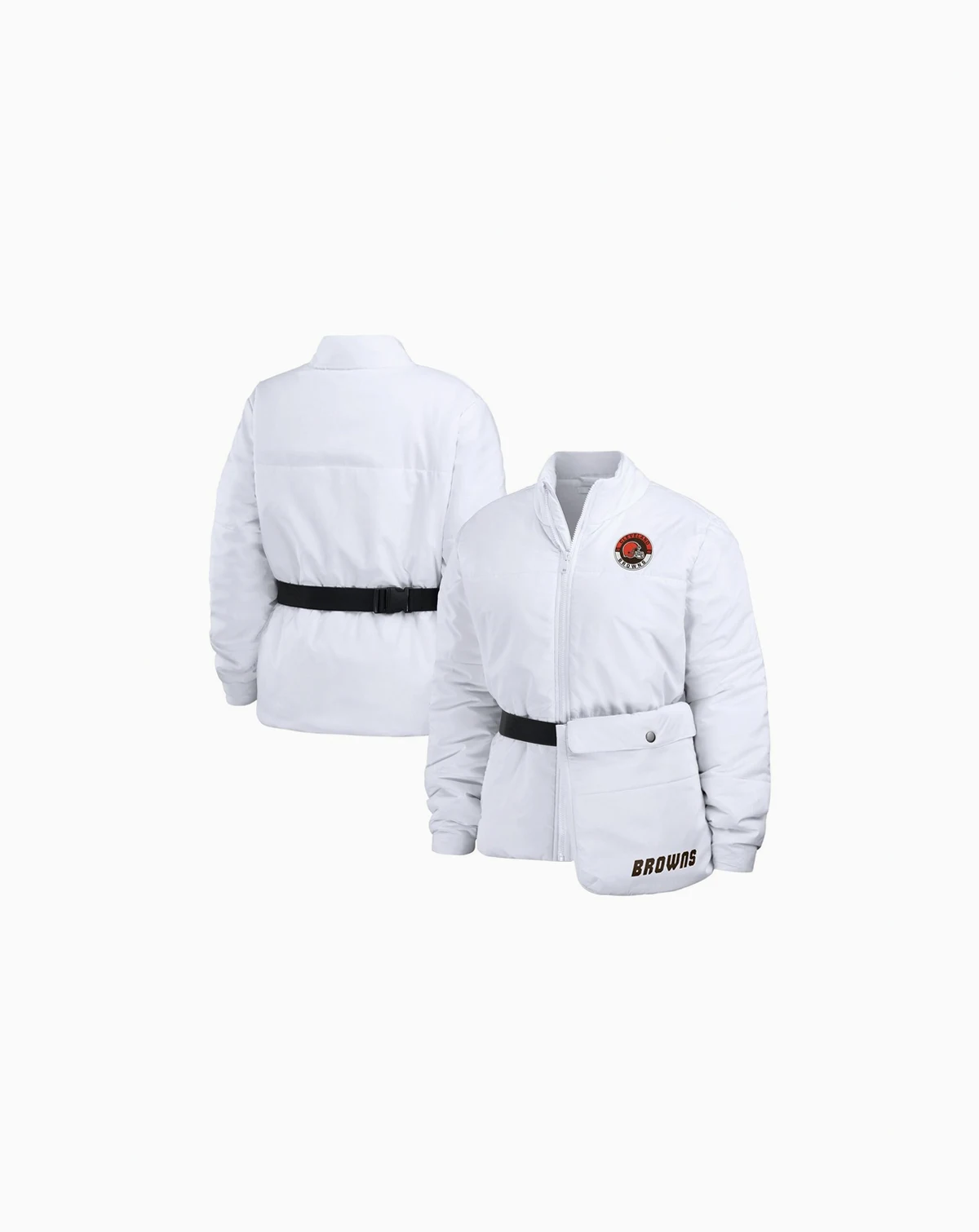Women's White Cleveland Browns Packaway Full-Zip Puffer Jacket