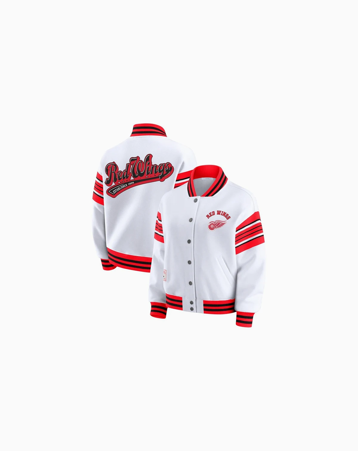 Women's White/Red Detroit Red Wings Full-Snap Fleece Sweatshirt Jacket