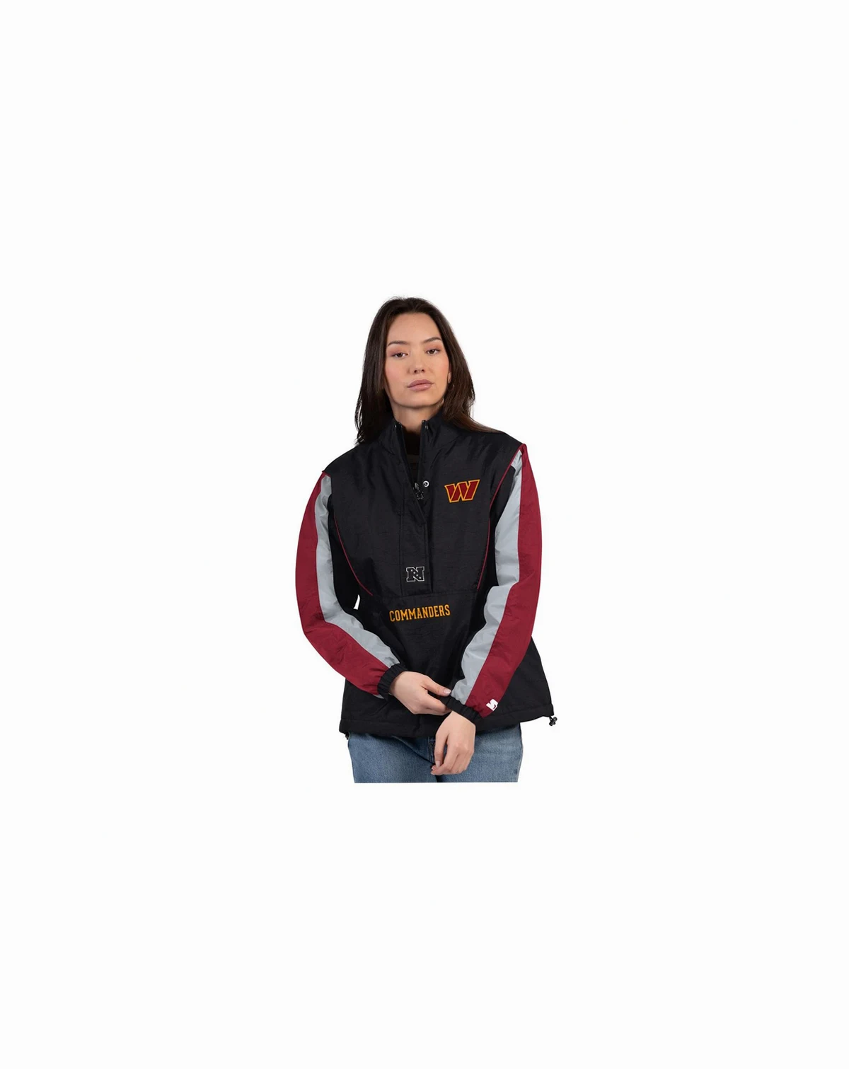 Women's Black/Burgundy Washington Commanders Thursday Night Gridiron Half-Zip Jacket