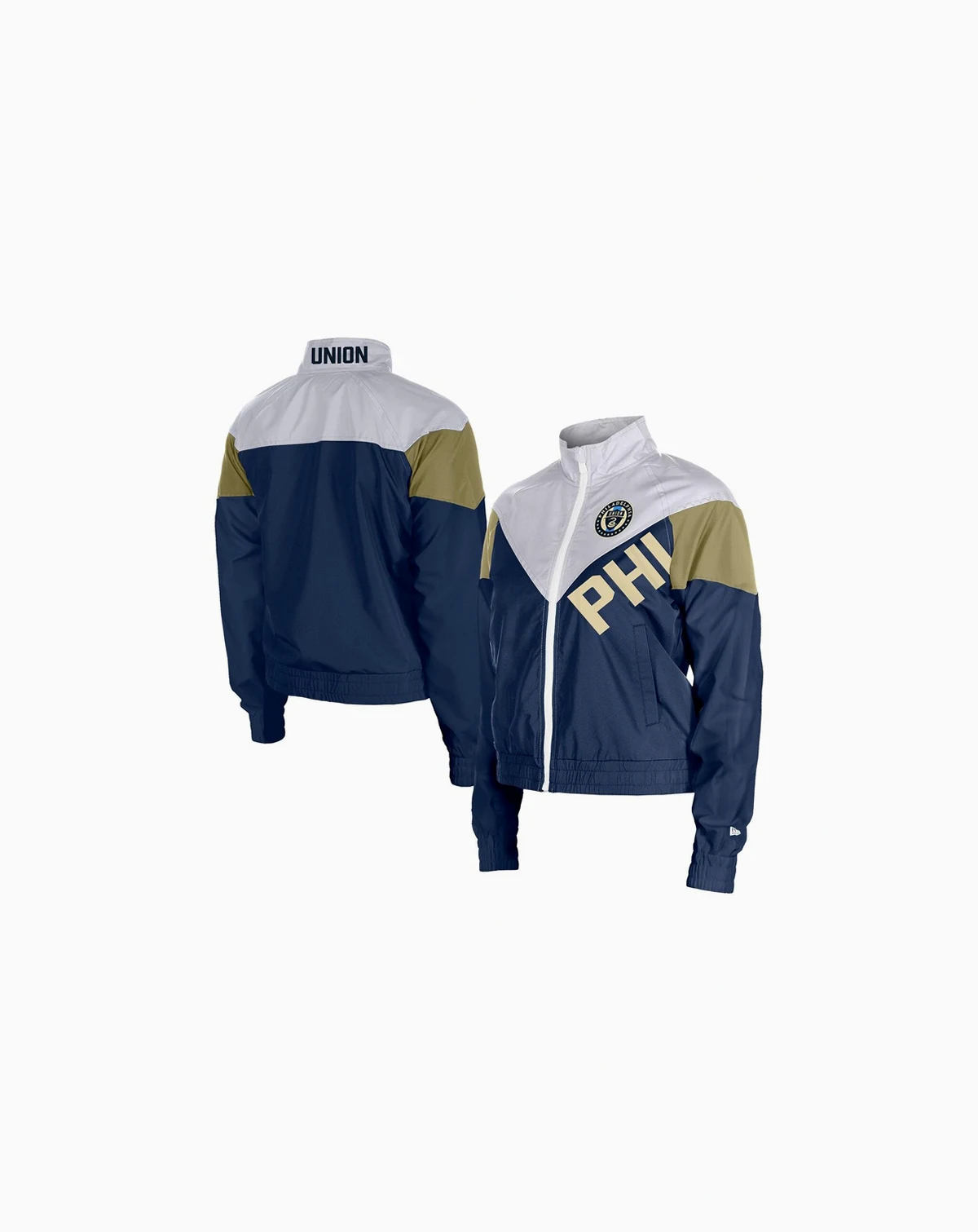 Women's Navy Philadelphia Union Leisure Cropped Full-Zip Windbreaker Jacket