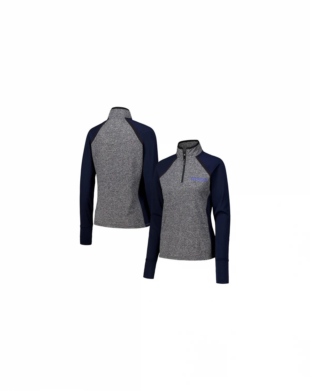 Women's Navy/Heather Gray Kentucky Wildcats Finalist Raglan Quarter-Zip Jacket