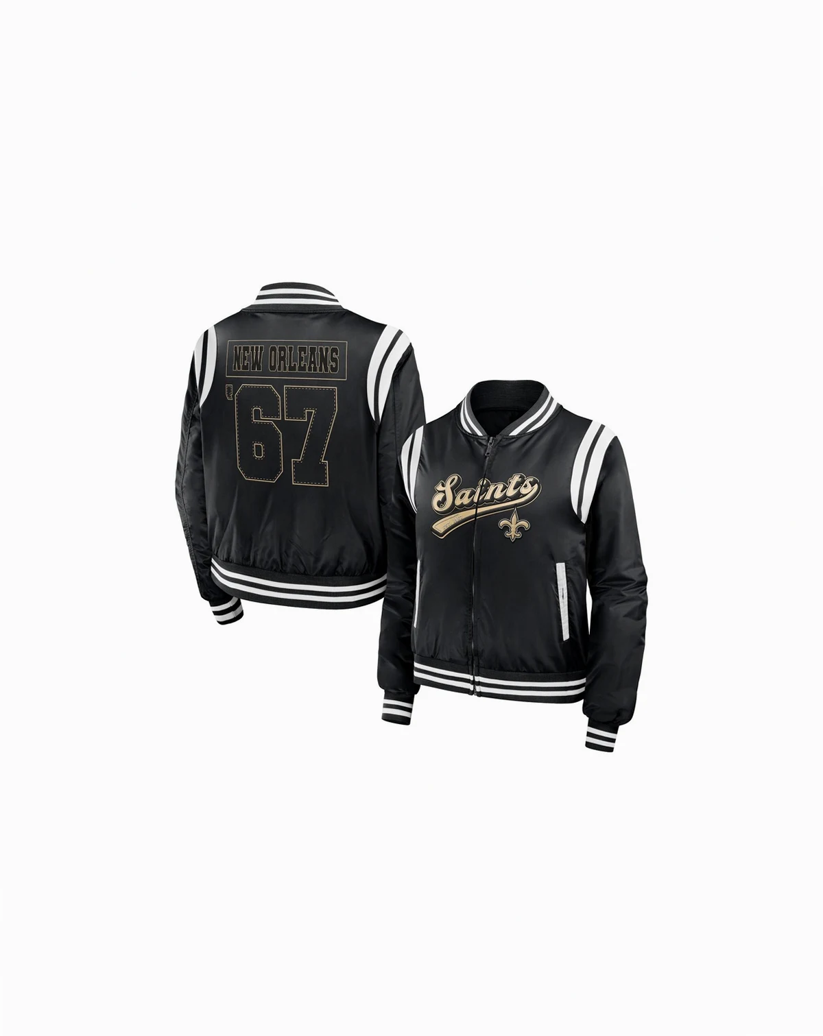 Women's Black New Orleans Saints Bomber Full-Zip Jacket