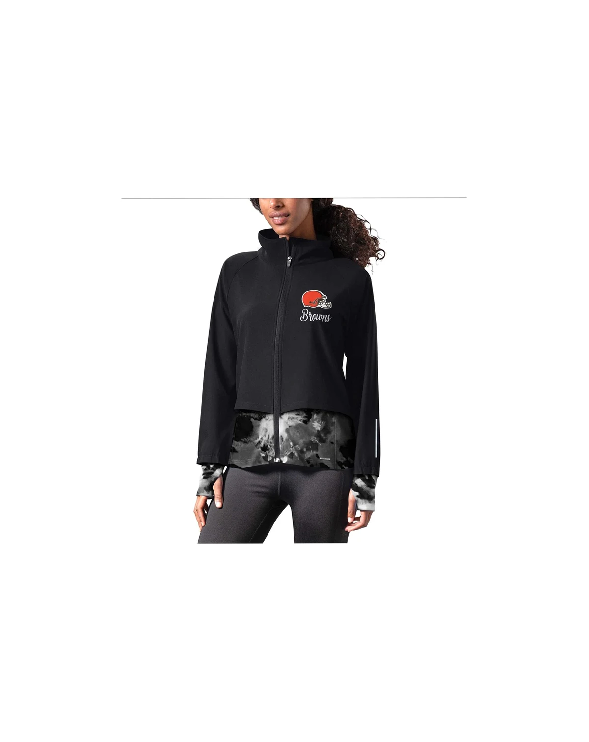 Women's Black Cleveland Browns Grace Raglan Full-Zip Running Jacket