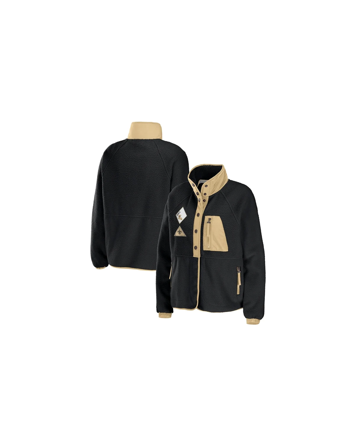 Women's Black New Orleans Saints Polar Fleece Raglan Full-Snap Jacket