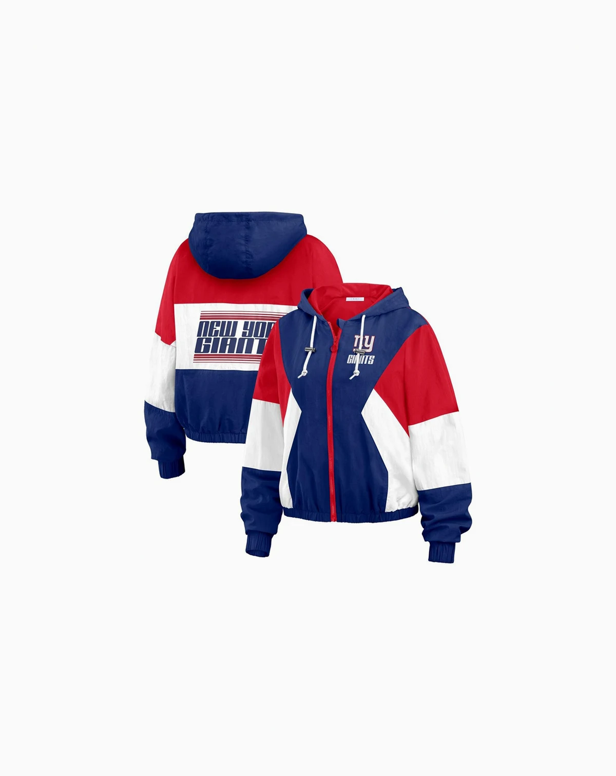 Women's Royal/Red New York Giants Plus Size Color Block Full-Zip Windbreaker Jacket