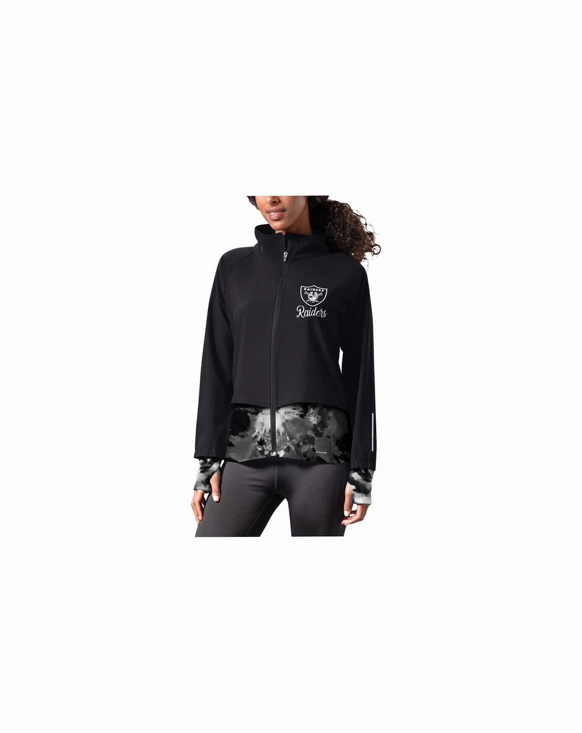 Women's Black Las Vegas Raiders Grace Raglan Full-Zip Running Jacket