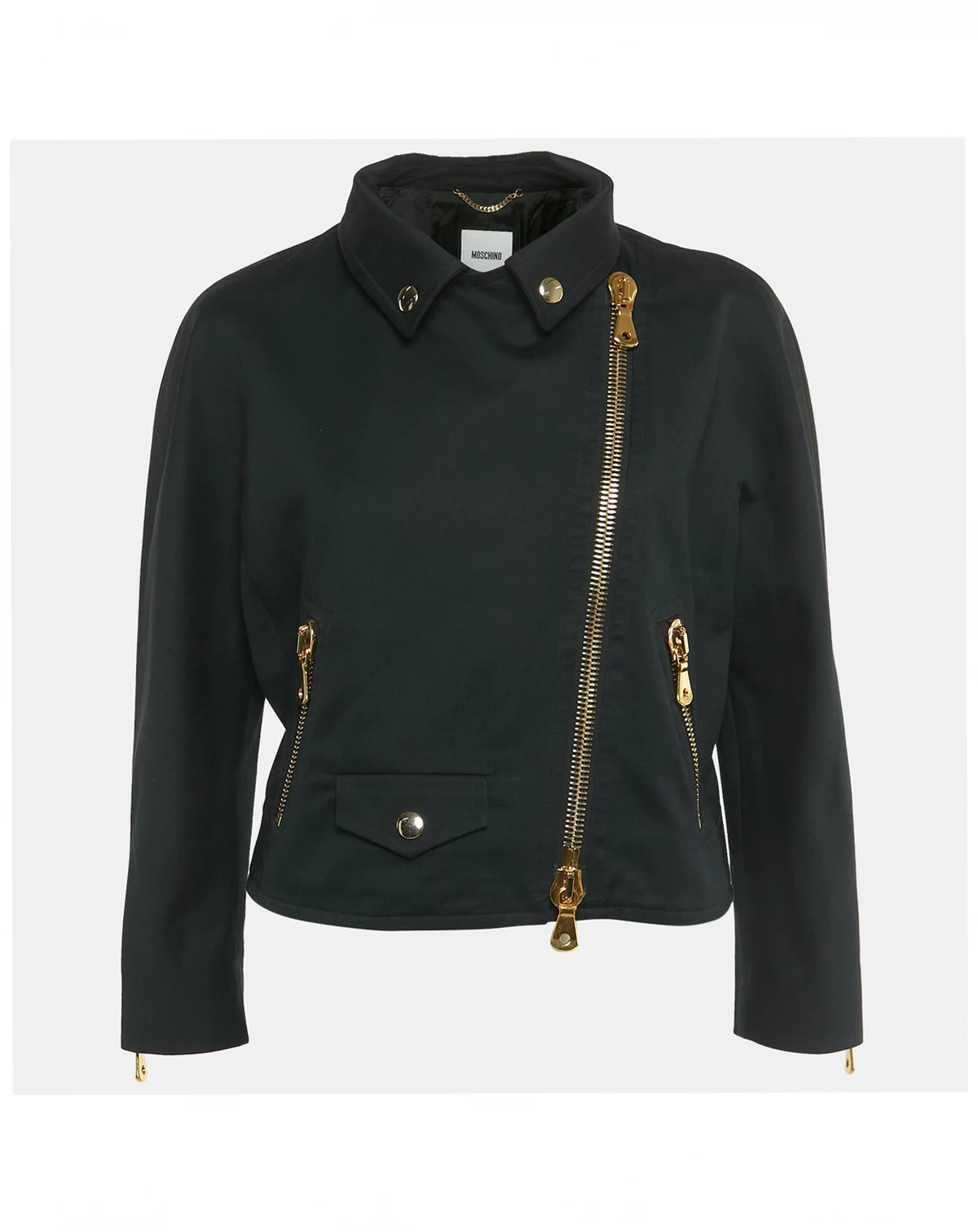 Women's Black Cotton Biker Jacket