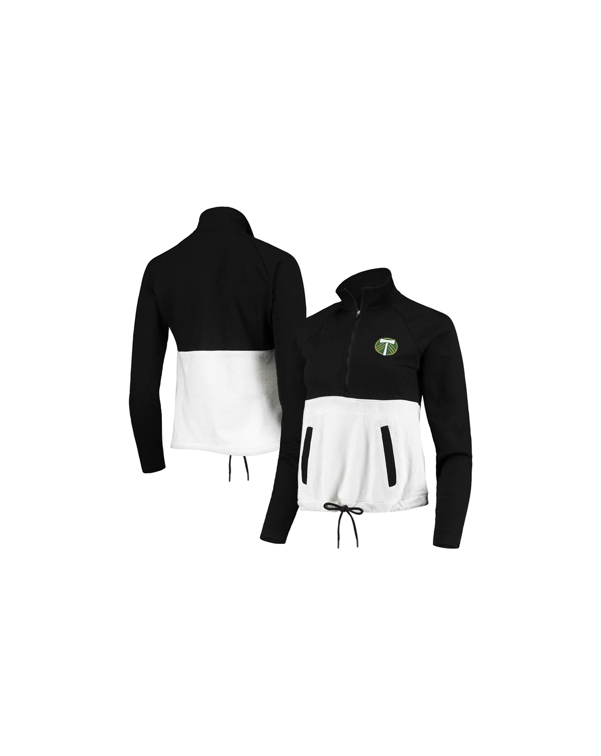 Women's Black, White Portland Timbers Harbor Raglan Half-Zip Jacket