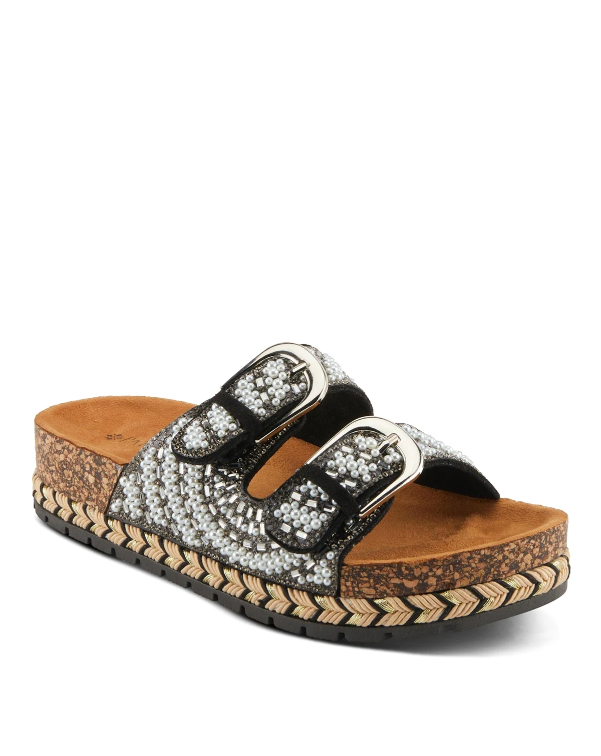 Women's PEARLINE Pearl & Crystal Beaded Slide Wedge Sandals