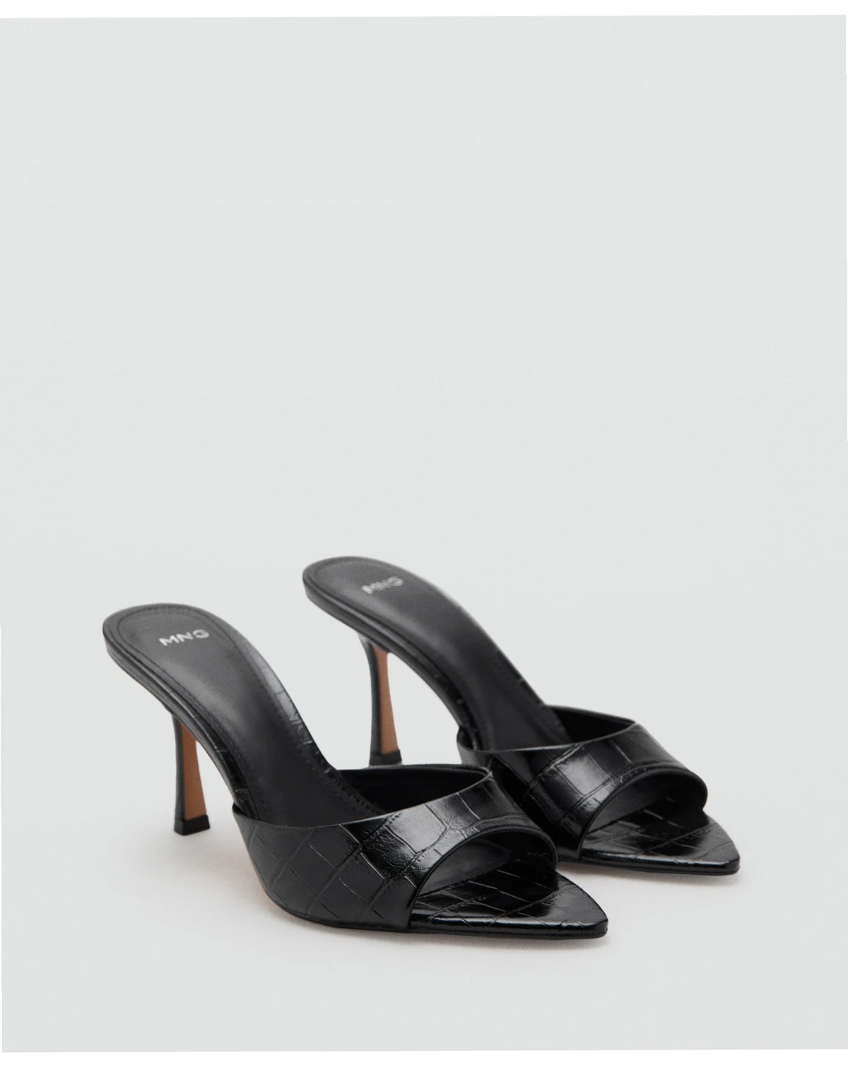 Women's Croc-Effect Heeled Sandals