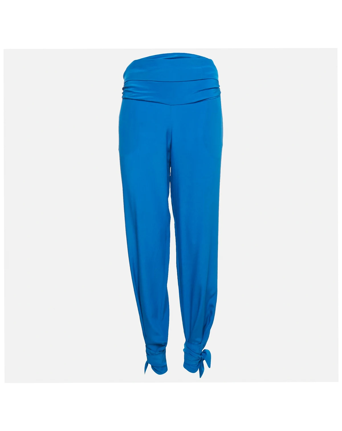 Women's Blue Silk Tie-Up Trousers